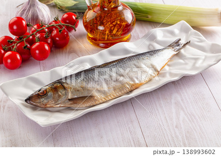 Whole salted raw herring fish 138993602
