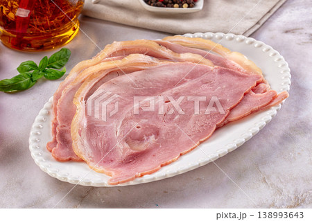 Sliced pork ham over board Sliced pork ham over board 138993643