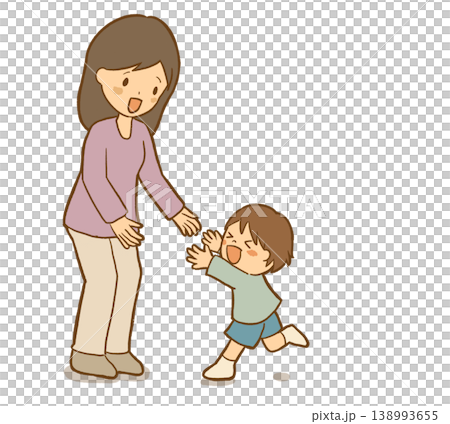 【解説:安定型】お母さんとの再会を喜ぶ子ども 愛着形成・信頼関係のイラスト 育児相談パンフレット挿絵 【解説:安定型】お母さんとの再会を喜ぶ子ども 愛着形成・信頼関係のイラスト 育児相談パンフレット挿絵 138993655
