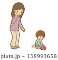 【解説：回避型】母親に興味を示さない（無視する）子ども　愛着スタイル・感情抑制のイラスト　教育相談・ 138993658