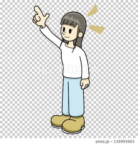 指さしおんなのこ(手描き、ブルーズボン) 指さしおんなのこ(手描き、ブルーズボン) 138993663