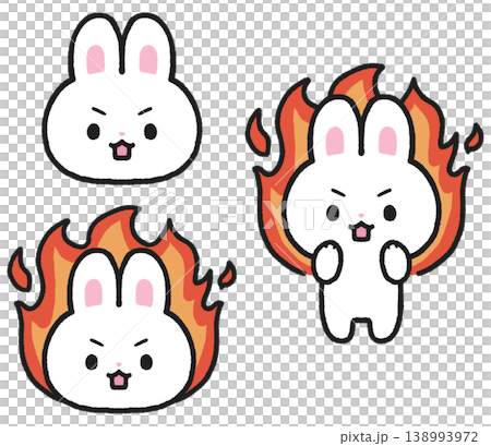A set of illustrations of a passionate, highly motivated white cat rabbit. A set of illustrations of a passionate, highly motivated white cat rabbit. 138993972
