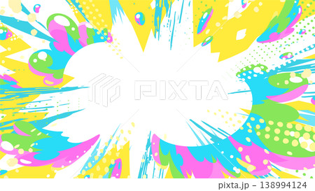 カラフルでポップな水の爆発の背景イラスト_白_16:9 カラフルでポップな水の爆発の背景イラスト_白_16:9 138994124