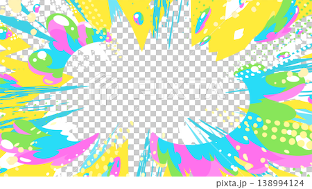 色彩鮮豔的普普藝術風格水爆炸背景插圖_白色_16:9 138994124