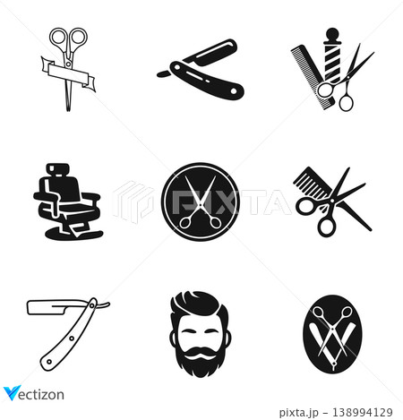 Barber shop icons vector illustration 138994129