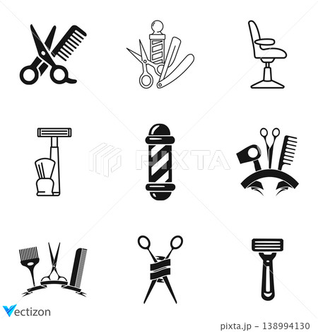 Barber shop icons vector illustration 138994130