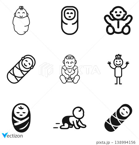 Baby icons set. Depicting Newborn Essentials Baby icons set. Depicting Newborn Essentials 138994156