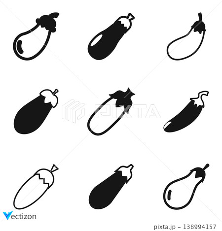Aubergine icons set vector illustration design. Aubergine icons set vector illustration design. 138994157