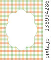 Pastel gingham frame with scalloped border. Checkered plaid background for spring invitations and card design. 138994286
