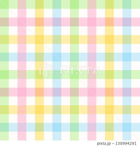 Seamless colorful gingham pattern. Pastel multi colored checkered plaid background  138994291