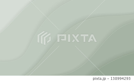 Minimalist Sage Green Background Abstract Paper Cut Waves with Light Contours in Muted Forest Tones. Modern Layered Vector for Web and Eco Branding 138994293