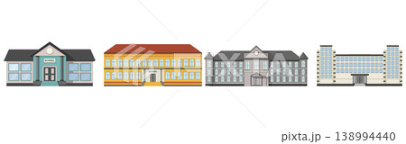Collection of different school buildings and educational institutions Collection of different school buildings and educational institutions 138994440