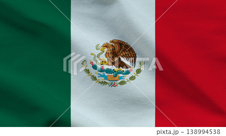 Celebrating Independence Day with the Mexican flag waving proudly in the sunlight 138994538