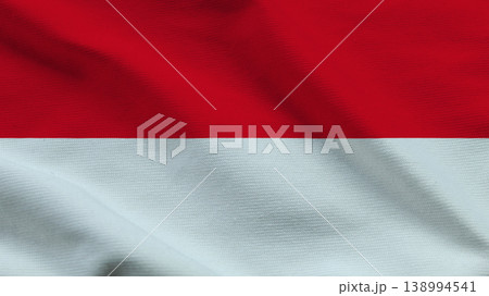 Sovereignty symbolized by the red and white flag of Indonesia waving gently in the breeze 138994541