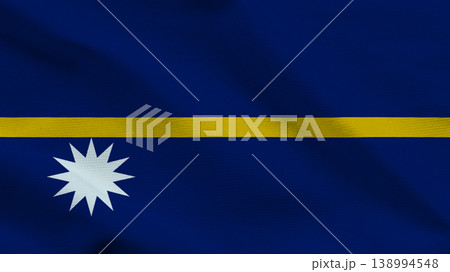 Sovereignty flag of Nauru featuring blue background with yellow stripe and white star shines brightly 138994548