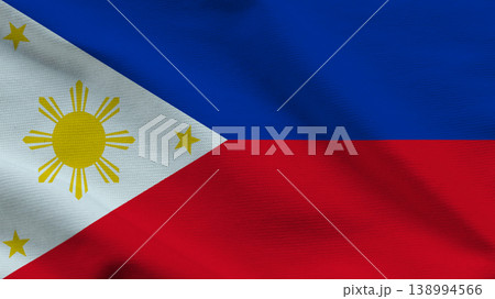 Sovereignty represented through the Philippine flag waving in the wind against a clear blue sky 138994566