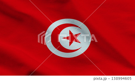 Sovereignty symbolized by the Tunisian flag waving in the breeze on a sunny day Sovereignty symbolized by the Tunisian flag waving in the breeze on a sunny day 138994605