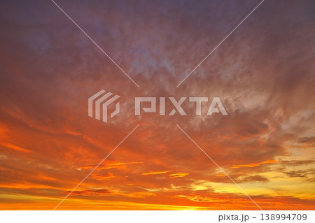 Fantastic New Zealand  Warm Clouudy Sunset Sky Replacement 138994709