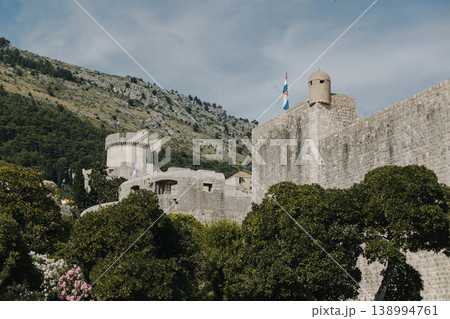 Amazing view of Dubrovnik old town and fortress. Travel destination in Croatia. Amazing view of Dubrovnik old town and fortress. Travel destination in Croatia. 138994761