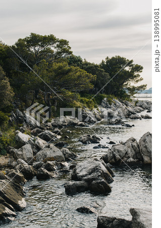 Amazing view of the Adriatic sea and rocks near Dubrovnik, Croatia. Travel destination in Croatia. 138995081