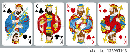 King playing cards set of four suits, classic retro vector design 138995148