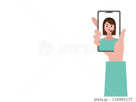 スマートフォンで女性オペレーターと通話するベクターイラスト素材 138995177