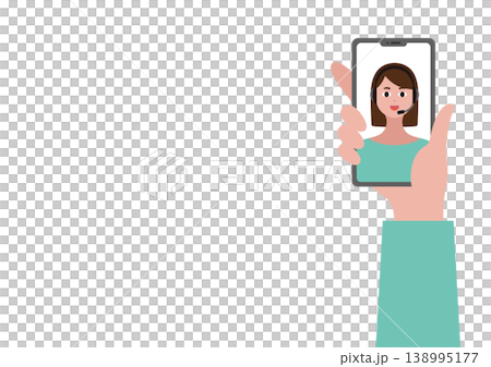 スマートフォンで女性オペレーターと通話するベクターイラスト素材 138995177
