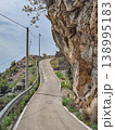 Winding Mountain Road Under Overhanging Limestone Cliff in Montenegro Scenic Serpentine 138995183