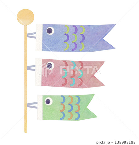 透明水彩のやさしい鯉のぼりの素材2 138995188