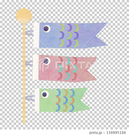 透明水彩のやさしい鯉のぼりの素材2 138995188