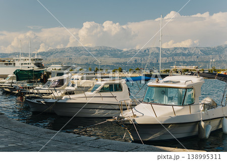Amazing view of yacht marina and sea near Supetar, Brac island, Croatia. Amazing view of yacht marina and sea near Supetar, Brac island, Croatia. 138995311