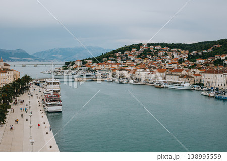 Amazing view of marina and Trogir town, Croatia. Travel destination in Croatia. Amazing view of marina and Trogir town, Croatia. Travel destination in Croatia. 138995559