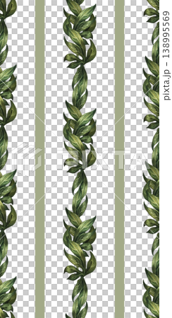 Vertical green seamless border of peony branches, isolated on a white background. Watercolor botanical greenery pattern for elegant floral decor, wedding design, branding, packaging, wallpaper Vertical green seamless border of peony branches, isolated on a white background. Watercolor botanical greenery pattern for elegant floral decor, wedding design, branding, packaging, wallpaper 138995569