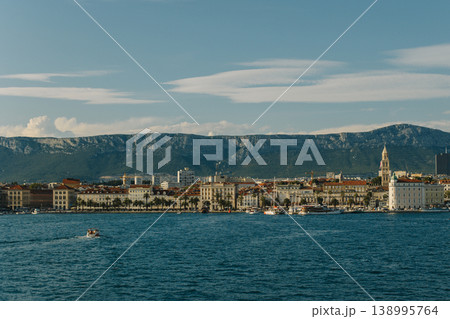 Amazing view of Split old town and Adriatic sea in a sunny day. Travel destination in Croatia. Amazing view of Split old town and Adriatic sea in a sunny day. Travel destination in Croatia. 138995764