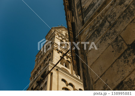 Amazing view of a cathedral in Split old town in a sunny day. Travel destination in Croatia. Amazing view of a cathedral in Split old town in a sunny day. Travel destination in Croatia. 138995881