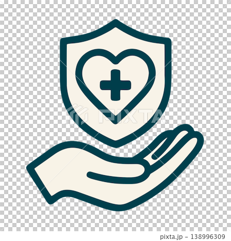 Outline Hand Drawn Protection Heart Shield Support Concept Icon Graphic Design 138996309