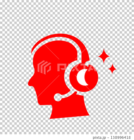 AI音声アシスタントとサポート対応を表す人物アイコン(赤) AI音声アシスタントとサポート対応を表す人物アイコン(赤) 138996418