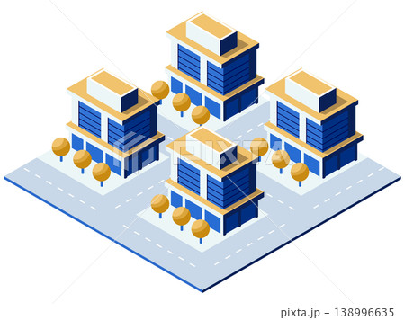 Modern isometric city district with office buildings and roads 138996635