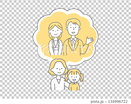 親子とカウンセラーのイメージイラスト単色 138996722