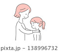 悩む女の子を母親が励ますイラスト単色 138996732