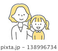 笑顔の母親と女の子の上半身イラスト単色 138996734