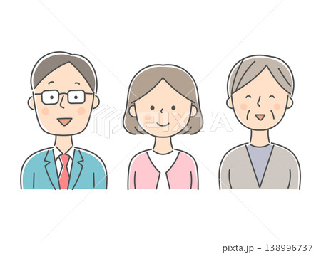 相談員3人の笑顔イラスト 相談員3人の笑顔イラスト 138996737