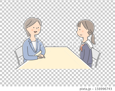 圖中描繪了一名國中女生和一名女輔導員。 圖中描繪了一名國中女生和一名女輔導員。 138996743
