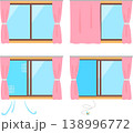 閉じた窓と開いた窓と網戸のイラストセット 138996772