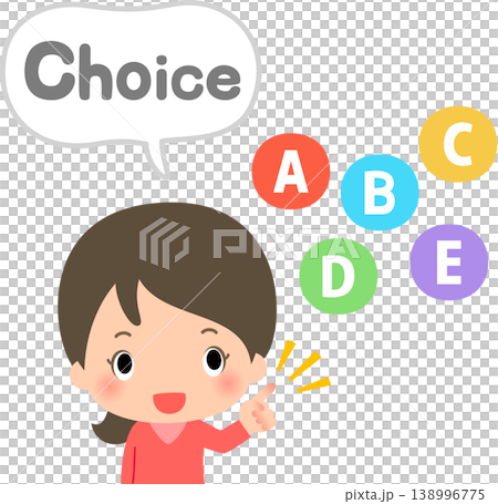 5つの選択肢から1つ選ぶ女性 138996775