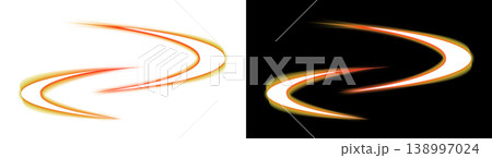 オレンジの光のスウッシュエフェクト 透明背景と黒背景 138997024