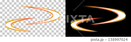 オレンジの光のスウッシュエフェクト 透明背景と黒背景 138997024