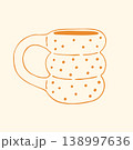 This textured yellow mug showcases a trendy bubbled shape and a playful polka dot pattern. The organic hand drawn lines create a warm artisanal look ideal for craft and hobby related illustrations 138997636