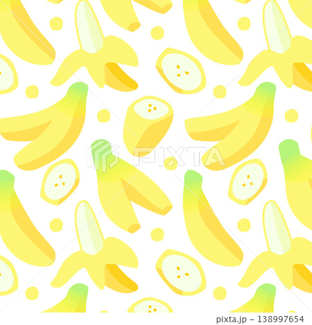 ポップなバナナのシームレスパターン 138997654