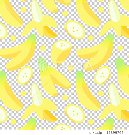 ポップなバナナのシームレスパターン 138997654